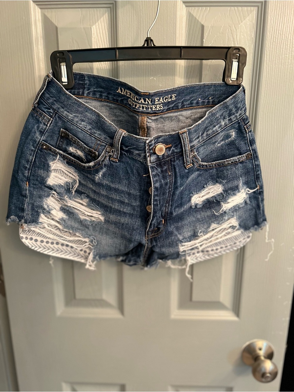 American Eagle Outfitters Blue Distressed Denim Cutoff Shorts
